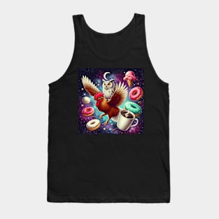 Outer Space Owl Riding Chicken Unicorn - Donuts Tank Top